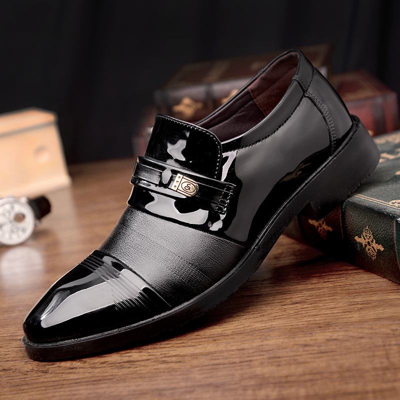 Męskie Skórzane Oddychające Miękkie Podeszwy Pointy Toe Dress Oxford Casual Business Shoes