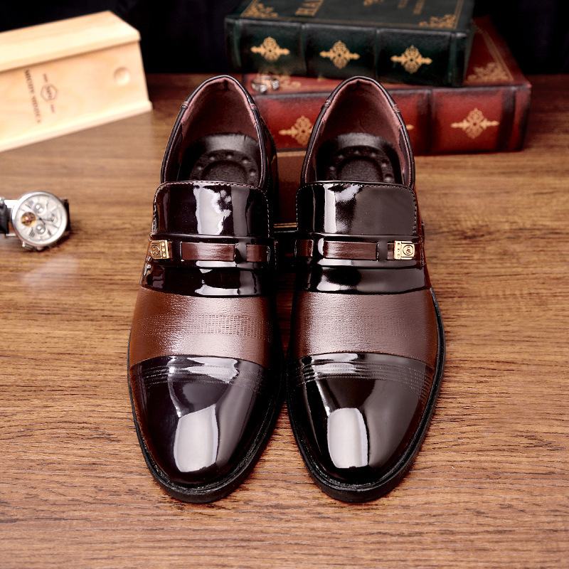 Męskie Skórzane Oddychające Miękkie Podeszwy Pointy Toe Dress Oxford Casual Business Shoes