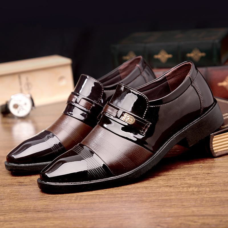 Męskie Skórzane Oddychające Miękkie Podeszwy Pointy Toe Dress Oxford Casual Business Shoes