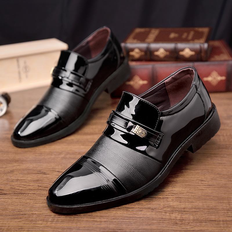 Męskie Skórzane Oddychające Miękkie Podeszwy Pointy Toe Dress Oxford Casual Business Shoes