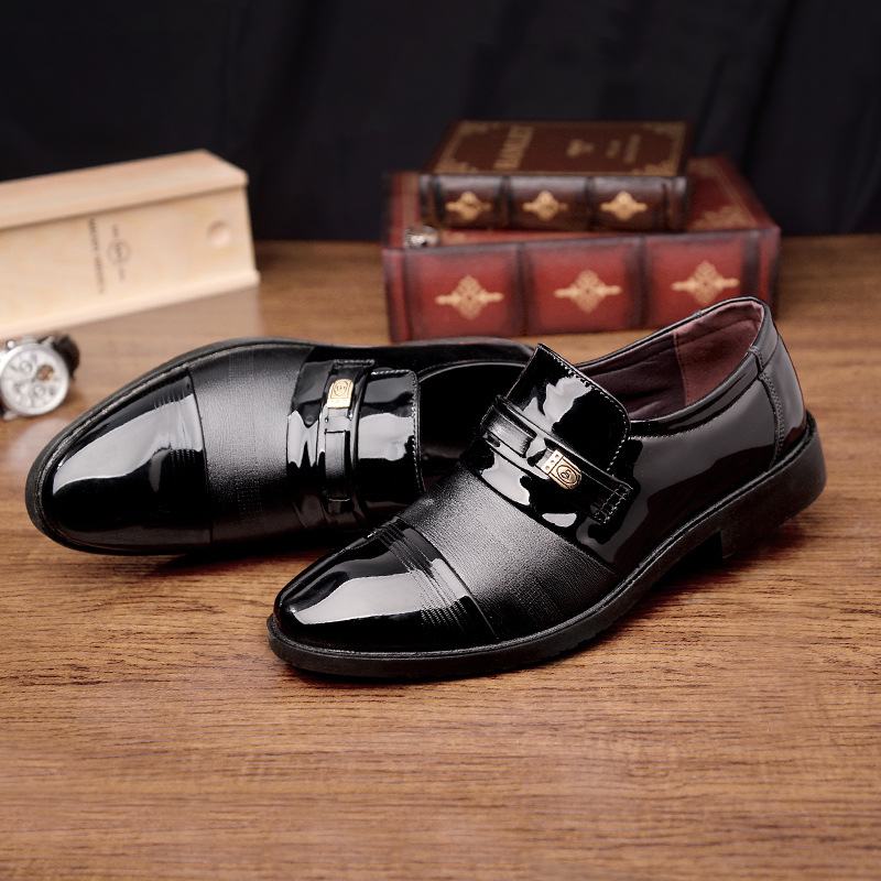 Męskie Skórzane Oddychające Miękkie Podeszwy Pointy Toe Dress Oxford Casual Business Shoes