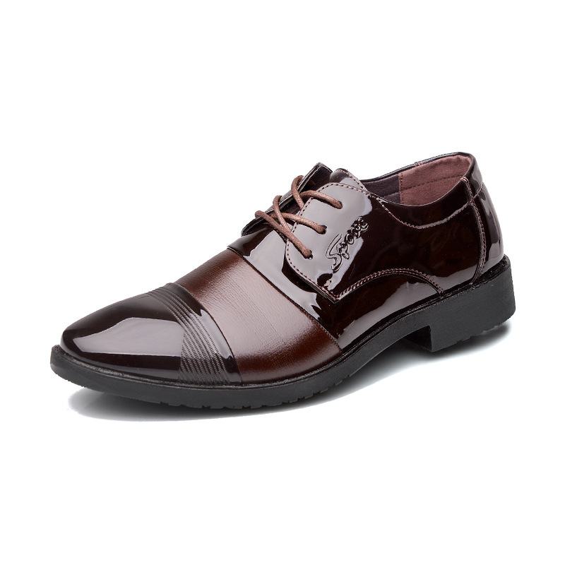 Męskie Skórzane Oddychające Miękkie Podeszwy Pointy Toe Dress Oxford Casual Business Shoes