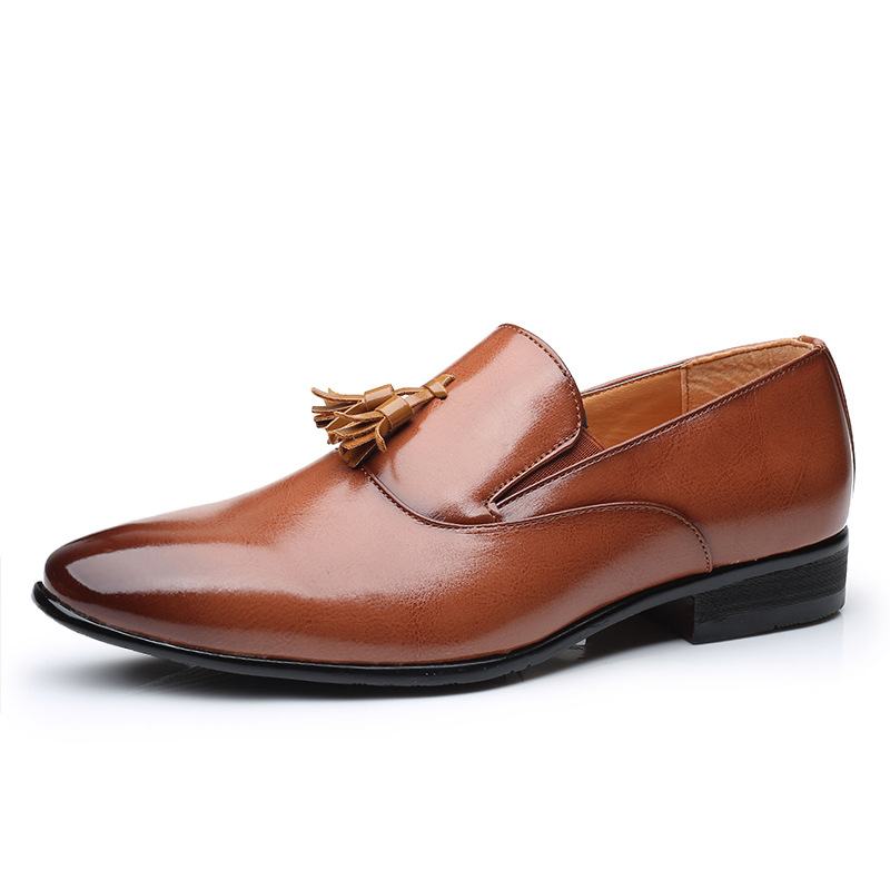 Męskie Skórzane Oddychające Miękkie Podeszwy Slip On Business Casual Dress Shoes