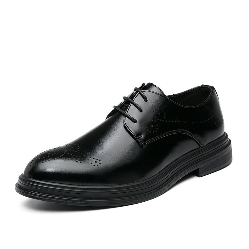 Męskie Skórzane Oddychające Pointy Toe Vintage Oxford Casual Business Shoes