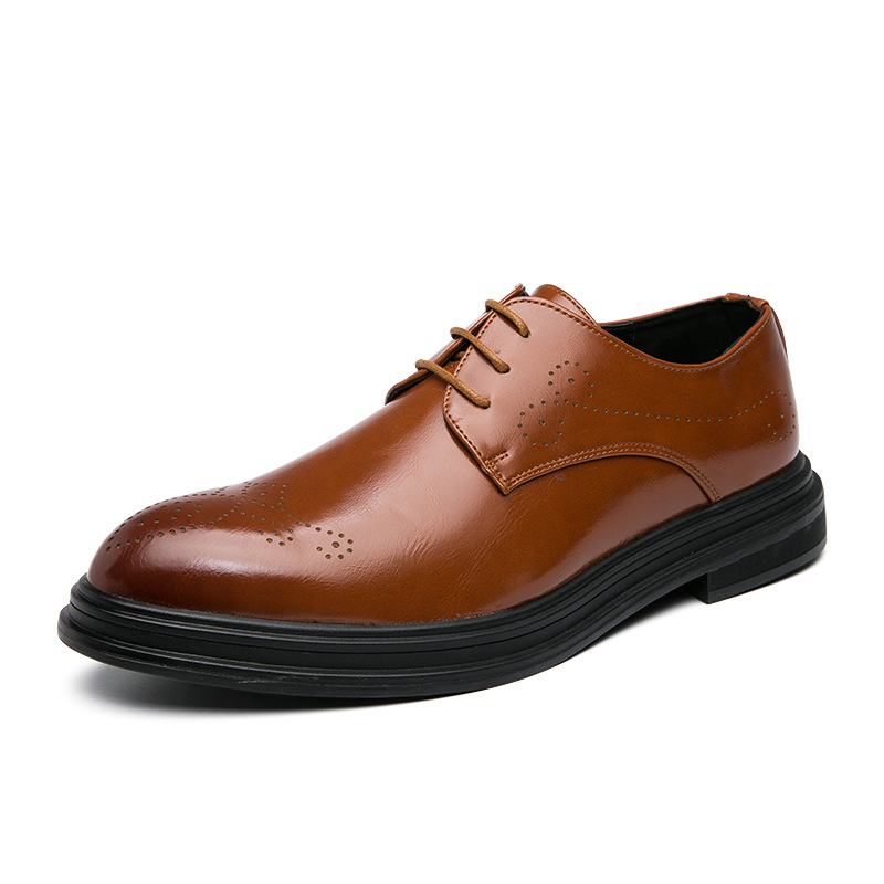 Męskie Skórzane Oddychające Pointy Toe Vintage Oxford Casual Business Shoes