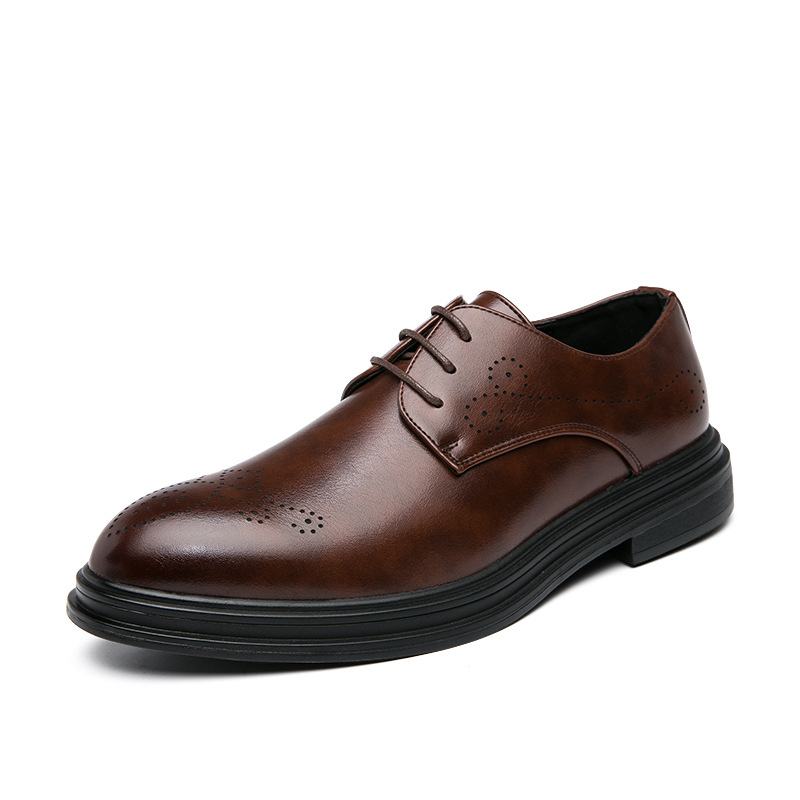 Męskie Skórzane Oddychające Pointy Toe Vintage Oxford Casual Business Shoes