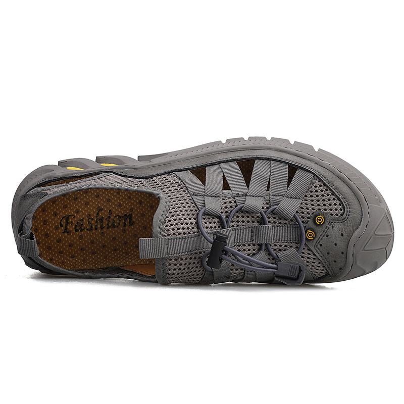 Męskie Skórzane Siatkowe Oddychające Antypoślizgowe Miękkie Dno Outdoor Casual Shoes