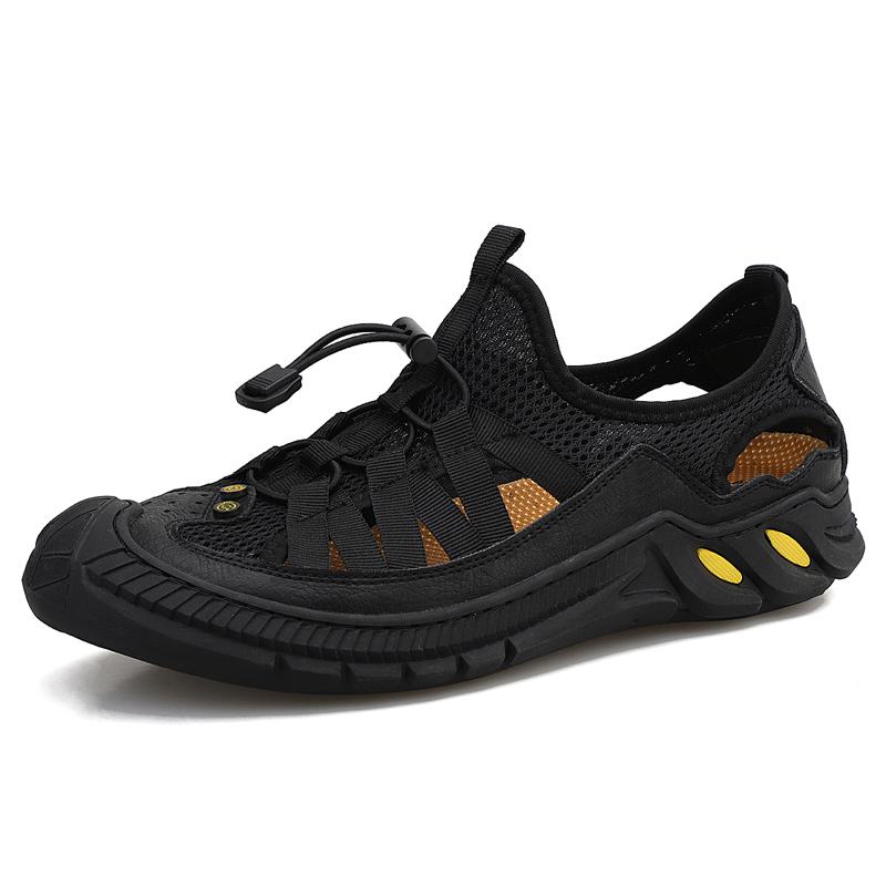 Męskie Skórzane Siatkowe Oddychające Antypoślizgowe Miękkie Dno Outdoor Casual Shoes