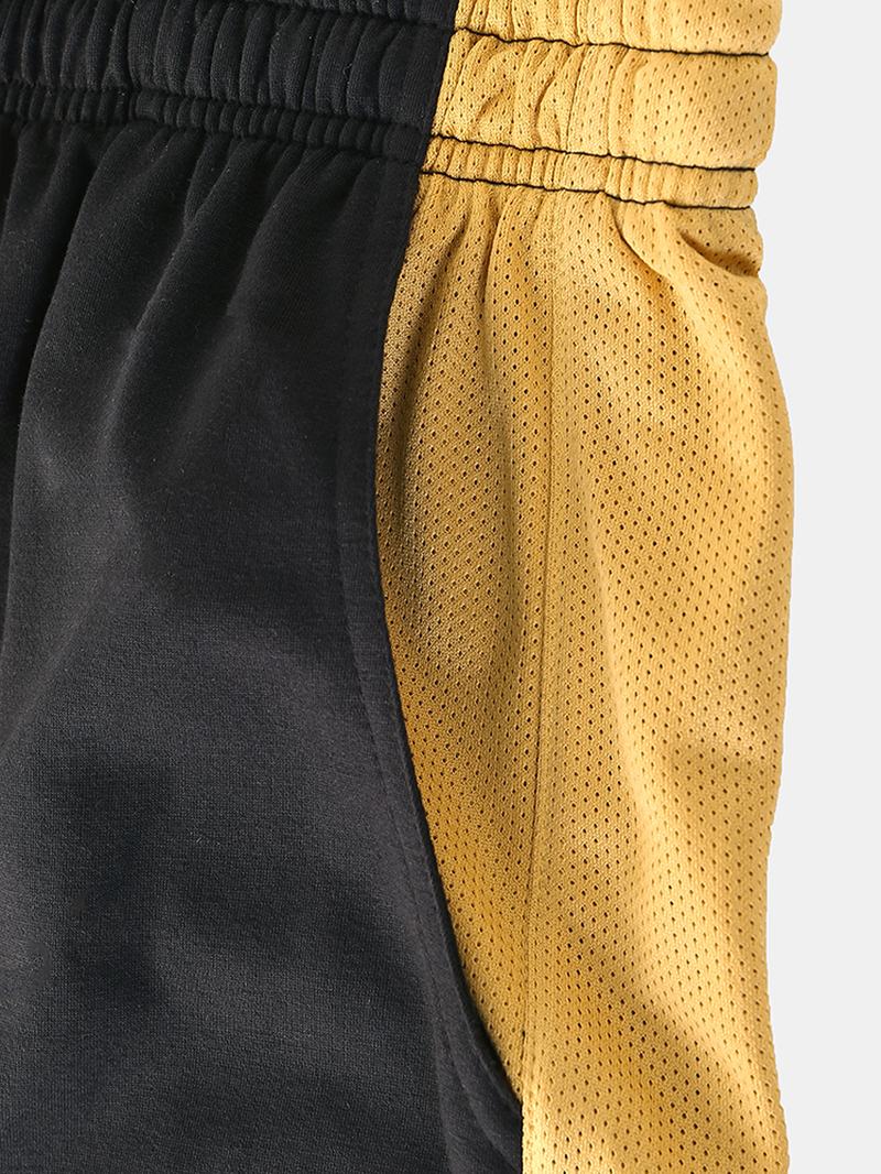 Męskie Spodenki Sportowe Patchwork Oddychające Spodenki Ze Sznurkiem