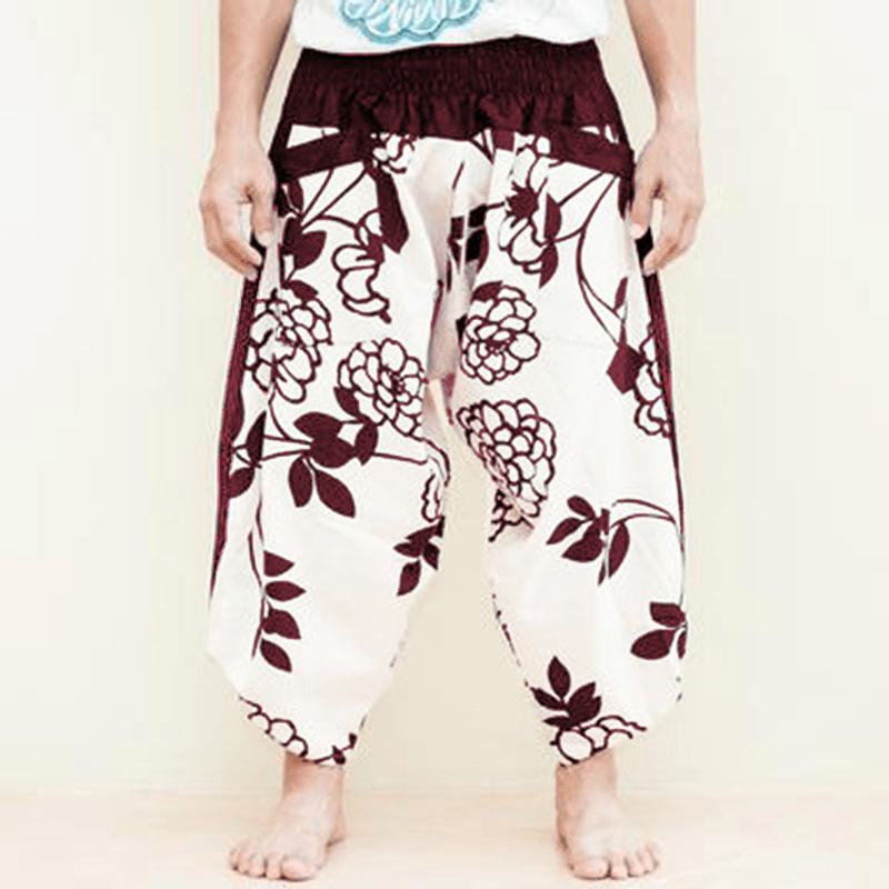 Męskie Spodnie Hippisów W Kwiaty Luźne Spodnie Do Jogi Thai Harem Beach Party Holiday Pants