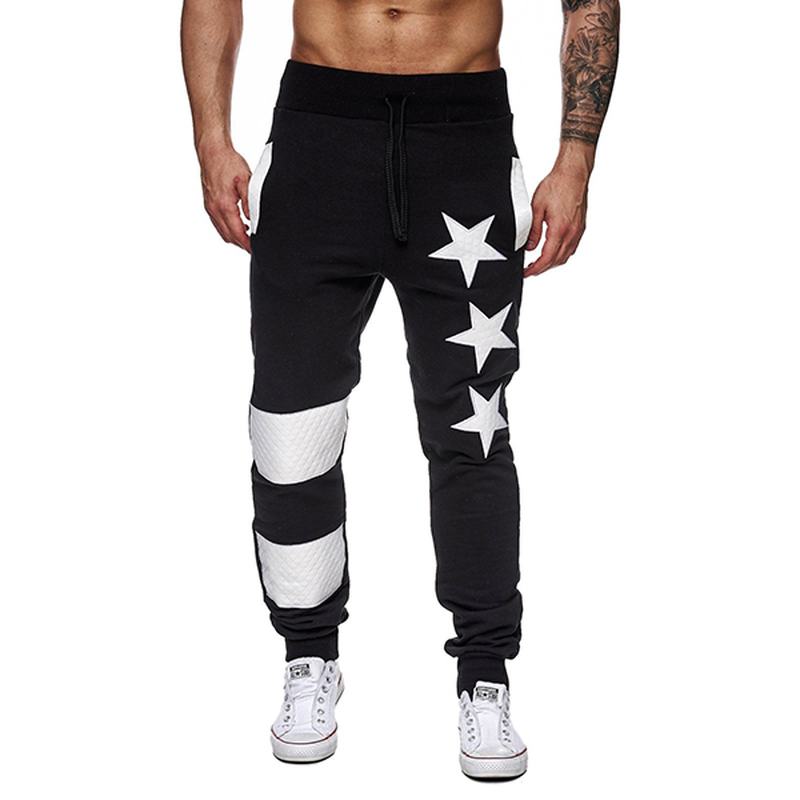 Męskie Spodnie Sportowe Elastyczny Pas Stars Pattern Casual Pants