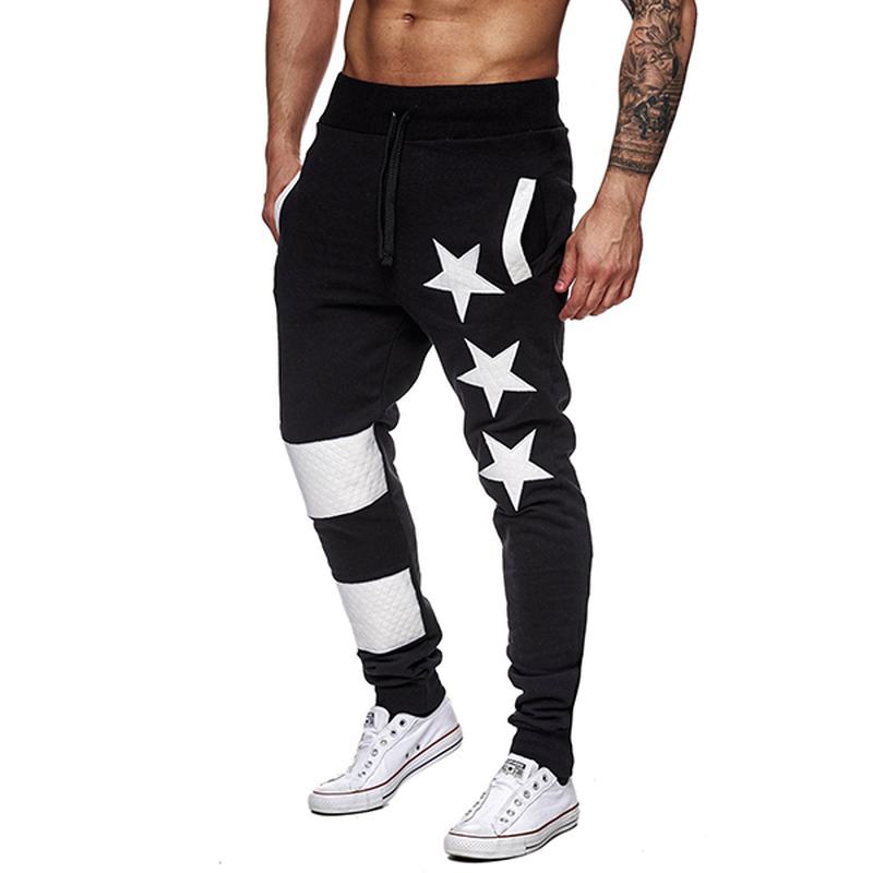 Męskie Spodnie Sportowe Elastyczny Pas Stars Pattern Casual Pants