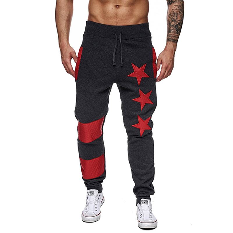 Męskie Spodnie Sportowe Elastyczny Pas Stars Pattern Casual Pants