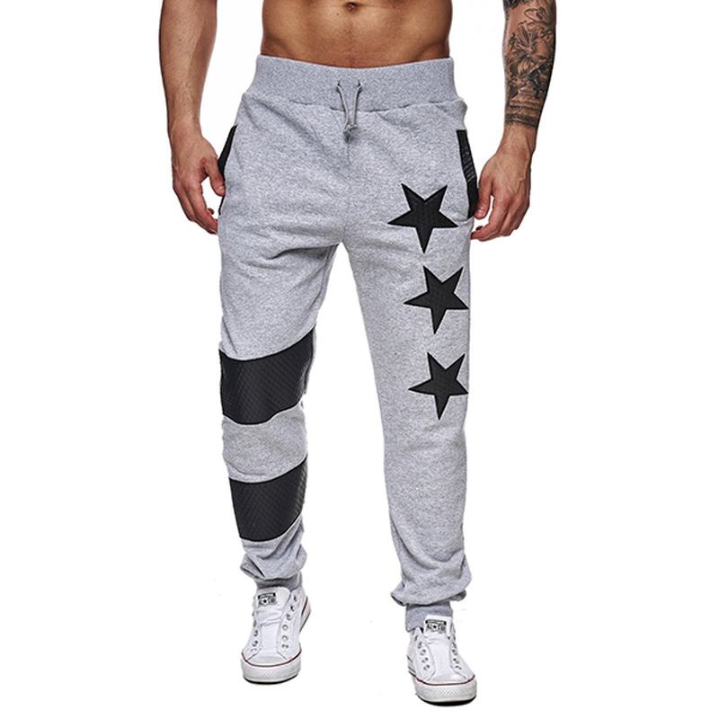 Męskie Spodnie Sportowe Elastyczny Pas Stars Pattern Casual Pants