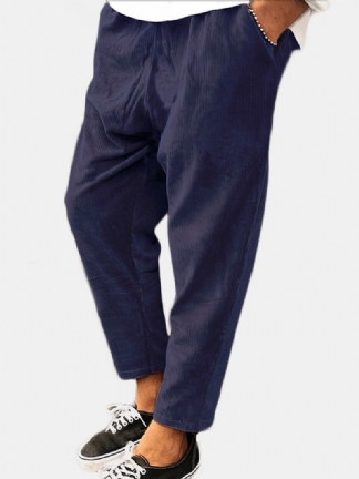 Męskie Spodnie Sztruksowe W Jednolitym Kolorze W Stylu Vintage