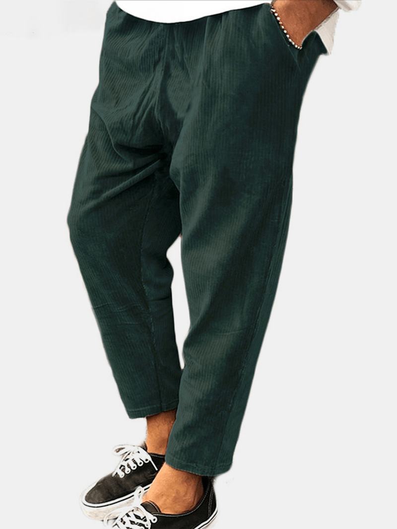 Męskie Spodnie Sztruksowe W Jednolitym Kolorze W Stylu Vintage