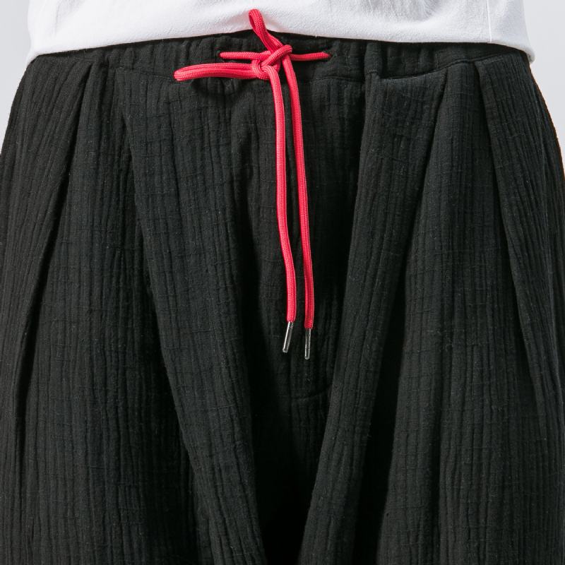 Męskie Spodnie Typu Casual Z Bawełny I Lnu W Stylu Chińskim
