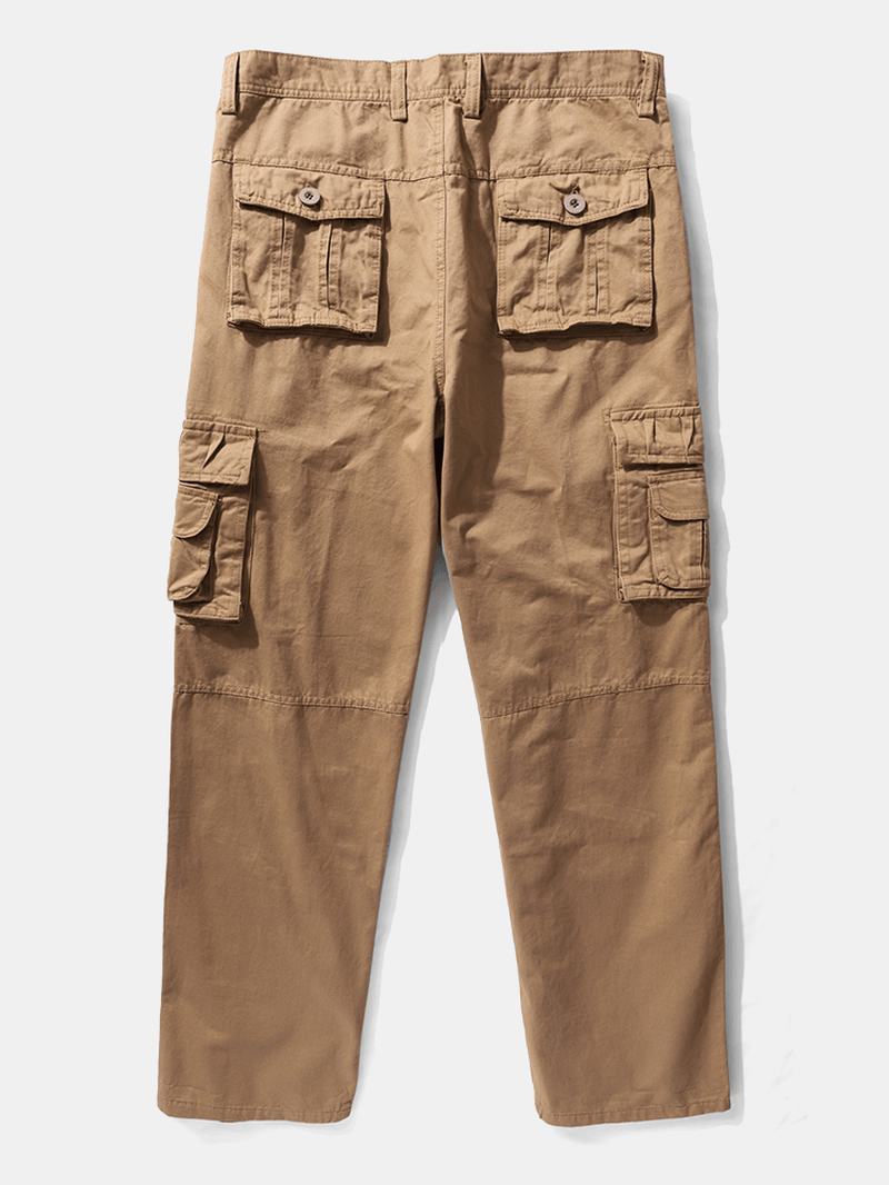 Męskie Spodnie Utility 100% Bawełna Solid Color Casual Zipper Fly Cargo Pants