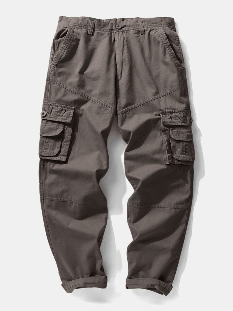 Męskie Spodnie Utility 100% Bawełna Solid Color Casual Zipper Fly Cargo Pants
