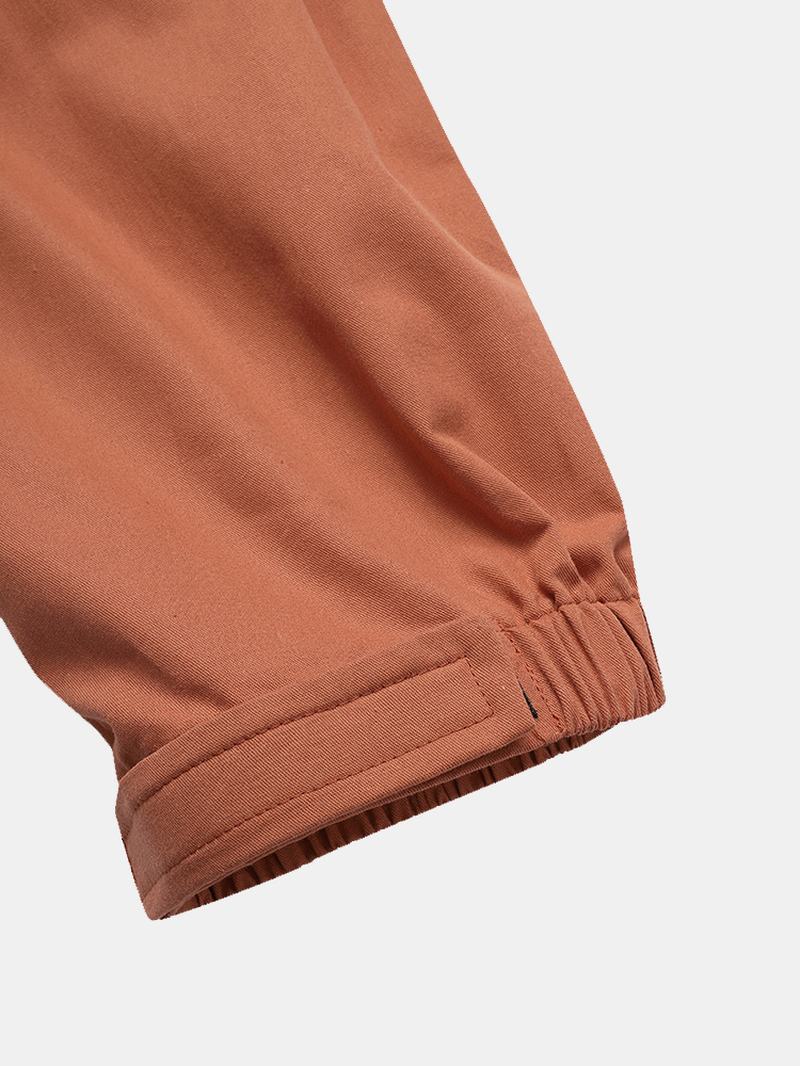 Męskie Spodnie Utility Solid Color 100% Bawełna Luźne Spodnie Cargo