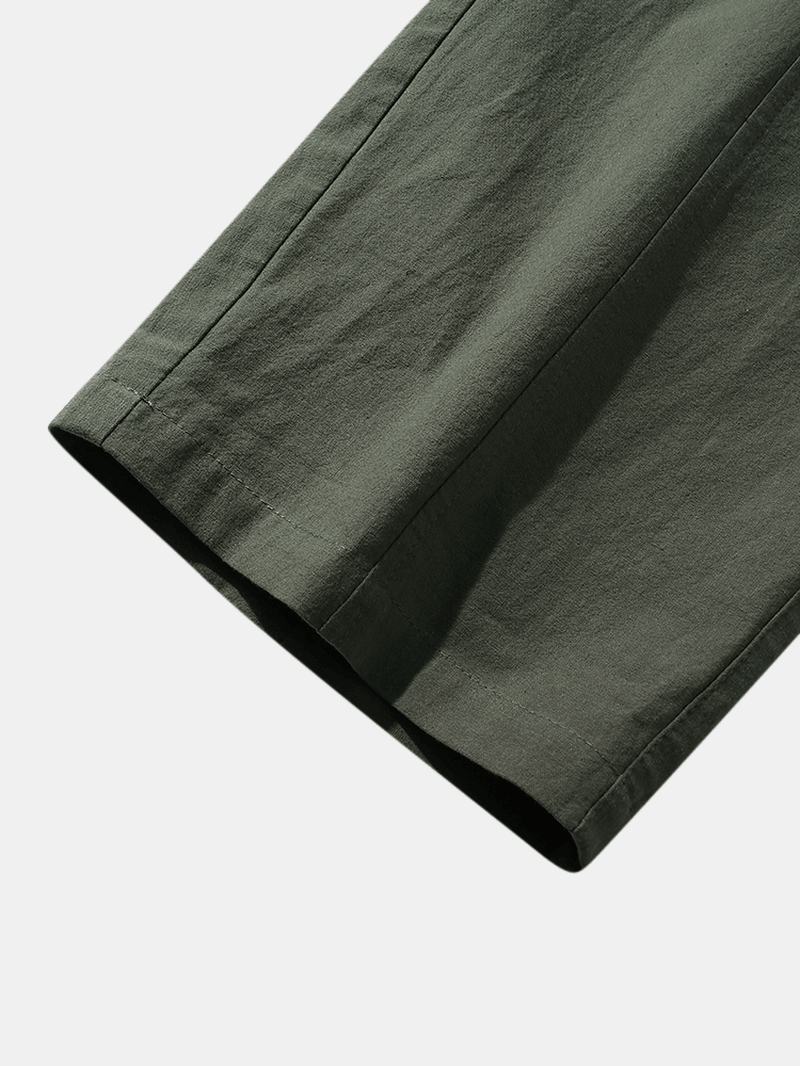 Męskie Spodnie W CZystym Kolorze 100% Bawełniane Luźne Spodnie Ze Sznurkiem