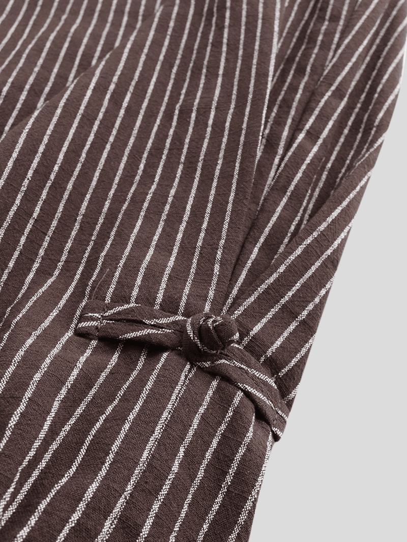 Męskie Spodnie W Paski W Stylu Vintage 100% Bawełny W Jednolitym Kolorze Ze Sznurkiem