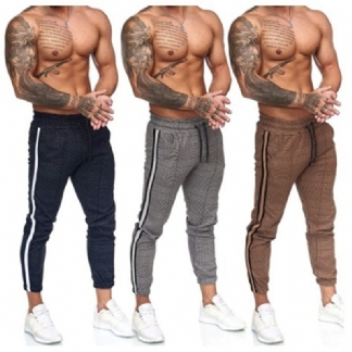 Męskie Spodnie W Stylu Casual Slim W Kratę W Stylu Retro Małe Spodnie