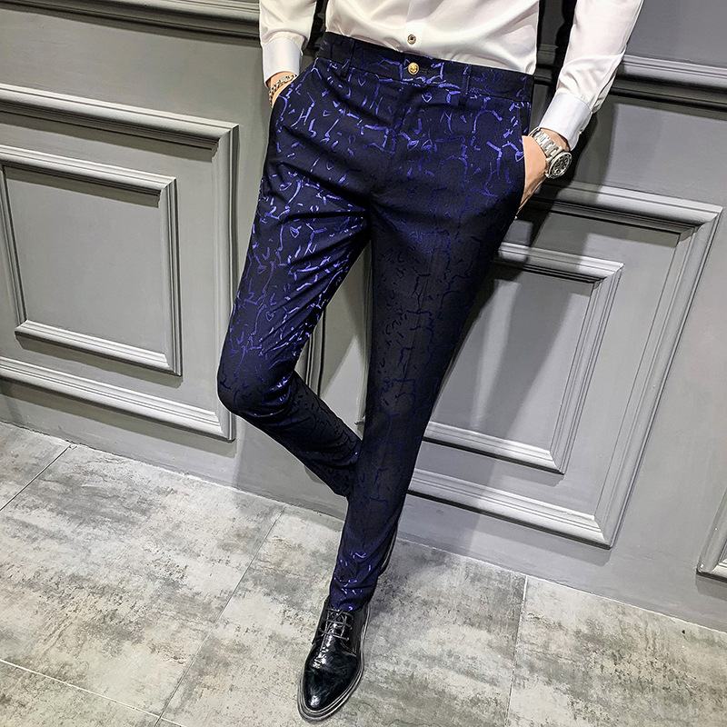 Męskie Spodnie W Stylu Koreańskim Slim Moda Żakardowe Spodnie Do Przerzedzania Włosów Stylista Stóp