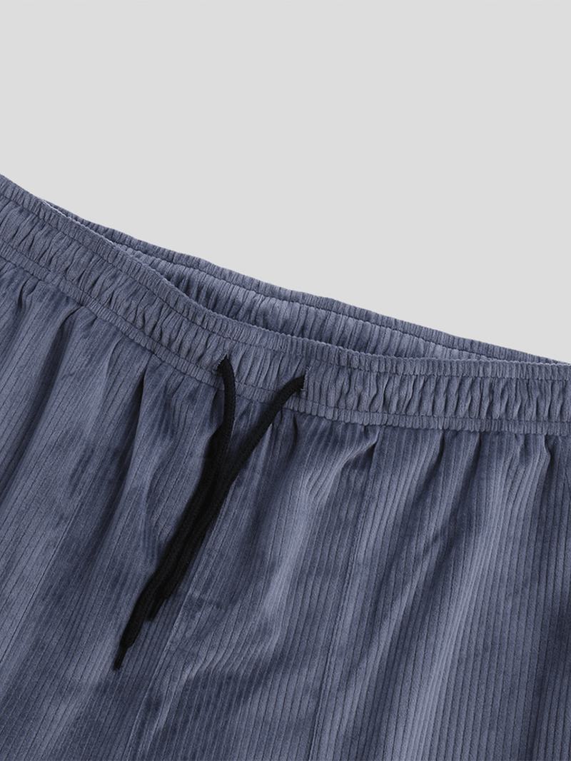 Męskie Spodnie W Stylu Vintage Ze Sznurkiem W Pasie W Jednolitym Kolorze