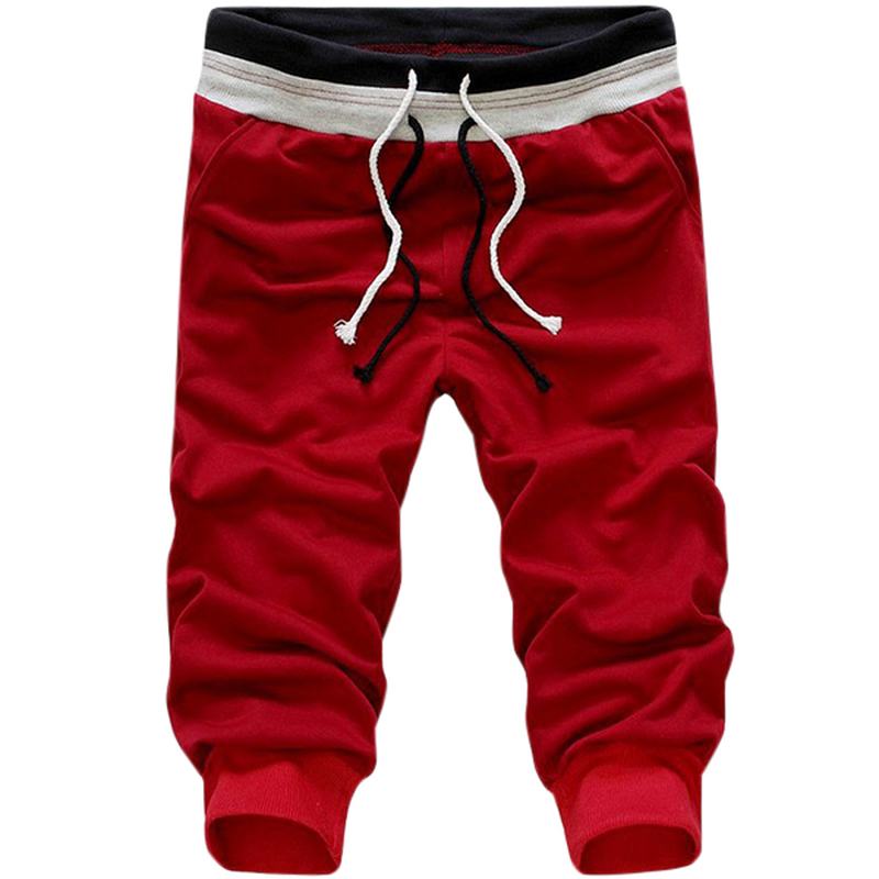 Męskie Spodnie Z Elastyczną Talią Na Co Dzień Sportowe Spodnie Capri Moda Pure Color Harem Pants