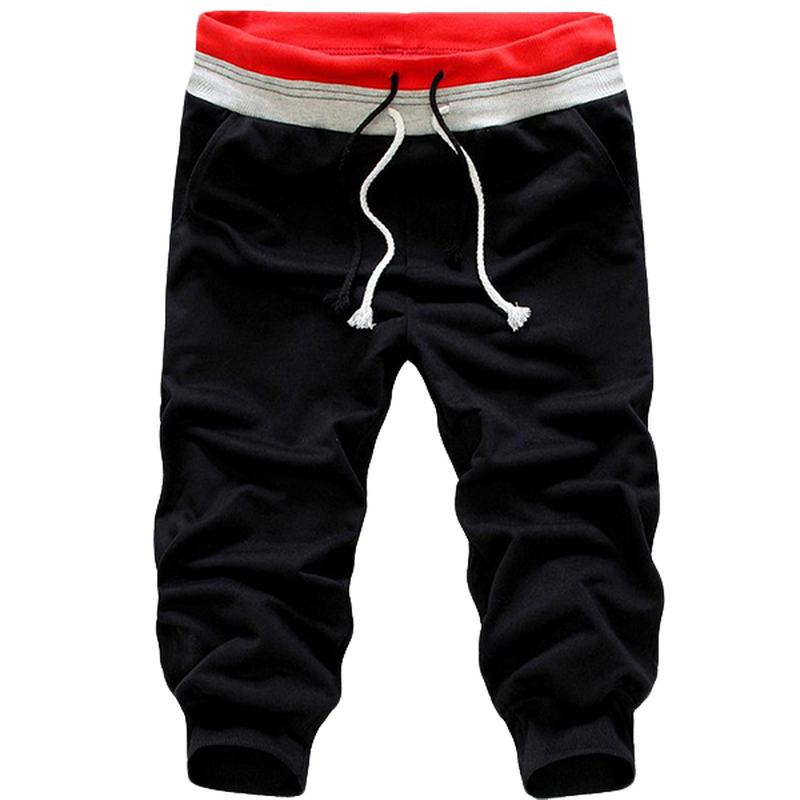 Męskie Spodnie Z Elastyczną Talią Na Co Dzień Sportowe Spodnie Capri Moda Pure Color Harem Pants