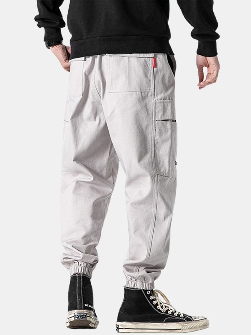 Męskie Spodnie Ze Szwem Elastyczna Kostka Z Bawełnianym Sznurkiem Cargo Jogger Pants