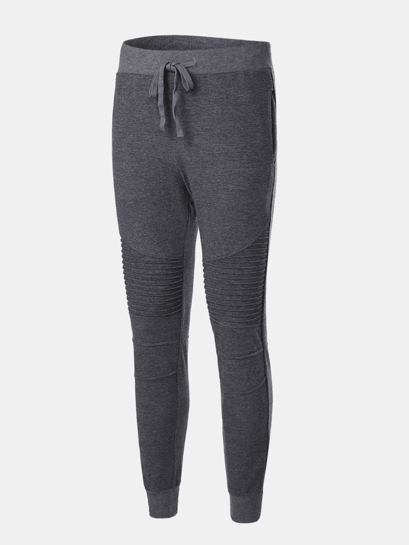 Męskie Sportowe Spodnie Do Biegania W Jednolitym Kolorze Z Elastyczną Talią Casual Jogger Pants