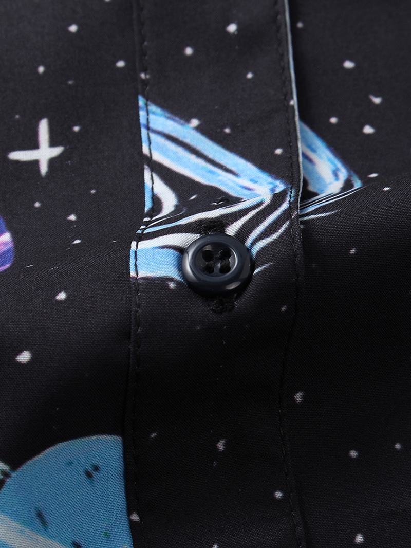 Męskie Star Spaceship Cartoon Drukowanie Oddychające Koszule Z Krótkim Rękawem Casual