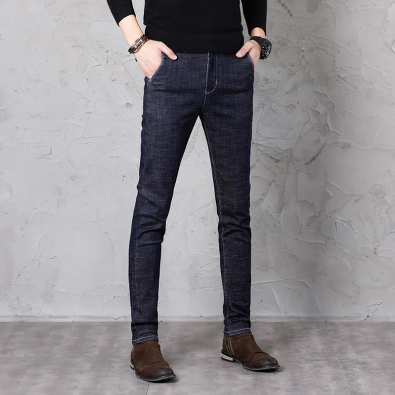 Męskie Stopy Slim Jeans Młodzieżowe Spodnie Na Co Dzień Elastyczne Spodnie
