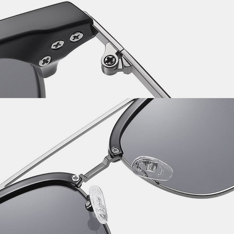Męskie Super Lekkie Owalne Metalowe Okulary Przeciwsłoneczne Z Pełną Ramką Chroniące Przed Promieniowaniem Uv