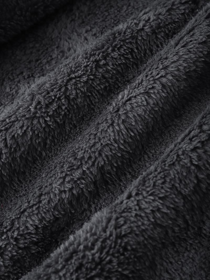 Męskie Swetry Rozpinane Z Dzianiny Pure Solid Pocket Plus Velvets Long Hooed Zipper Sweter Cardigans