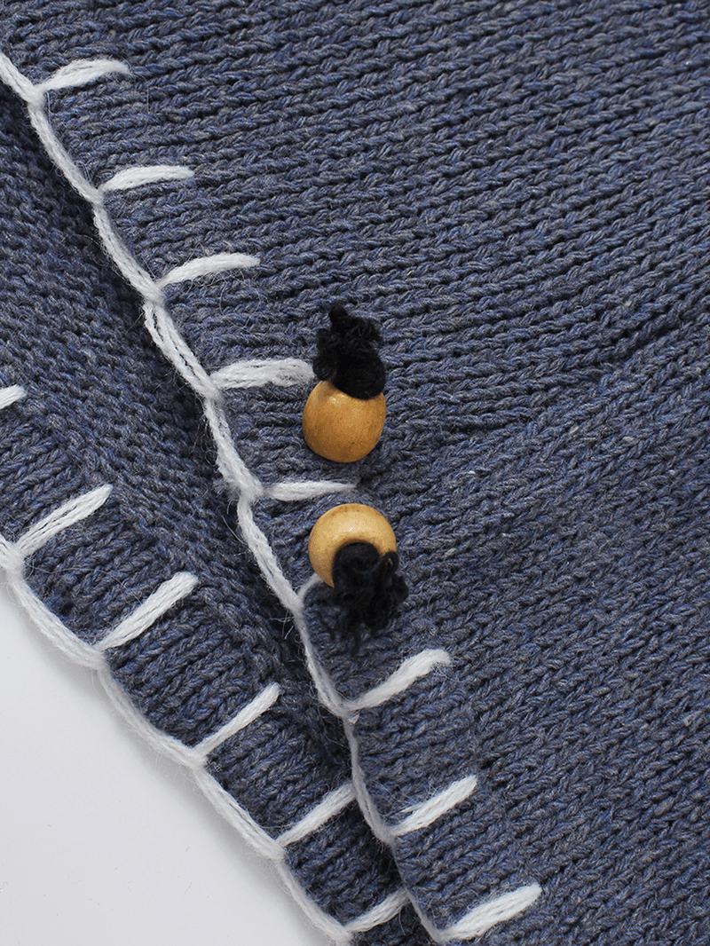 Męskie Swetry Z Długim Rękawem W Kontrastowym Kolorze W Stylu Vintage Dzianinowe Z Kapturem