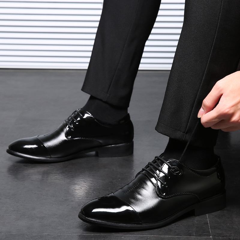 Męskie Szpiczaste Noski Oddychające Antypoślizgowe Sznurowane Klasyczne Buty Biznesowe