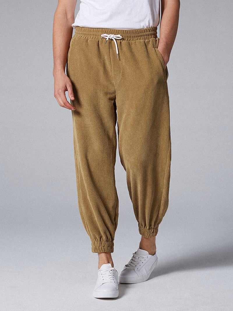 Męskie Sztruksowe Kieszenie W Pasie Jogger Casual Pants