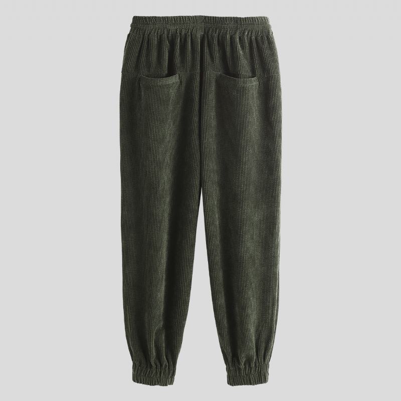 Męskie Sztruksowe Kieszenie W Pasie Jogger Casual Pants