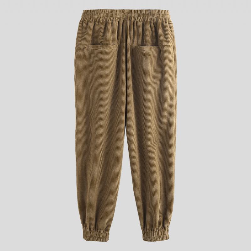 Męskie Sztruksowe Kieszenie W Pasie Jogger Casual Pants