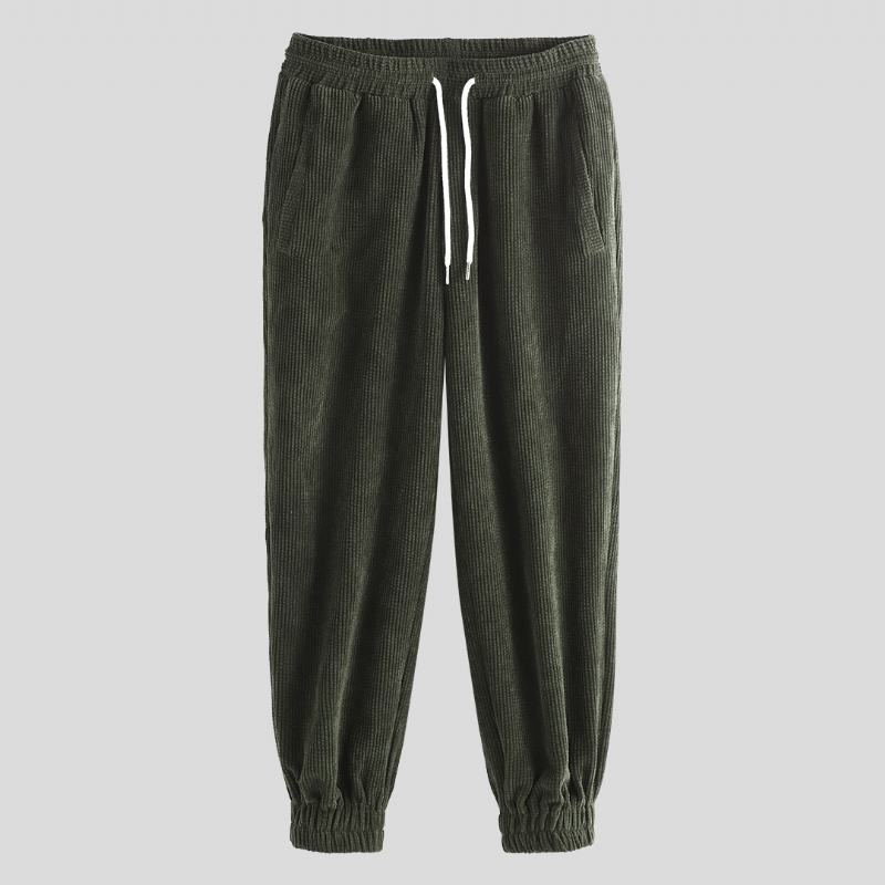 Męskie Sztruksowe Kieszenie W Pasie Jogger Casual Pants