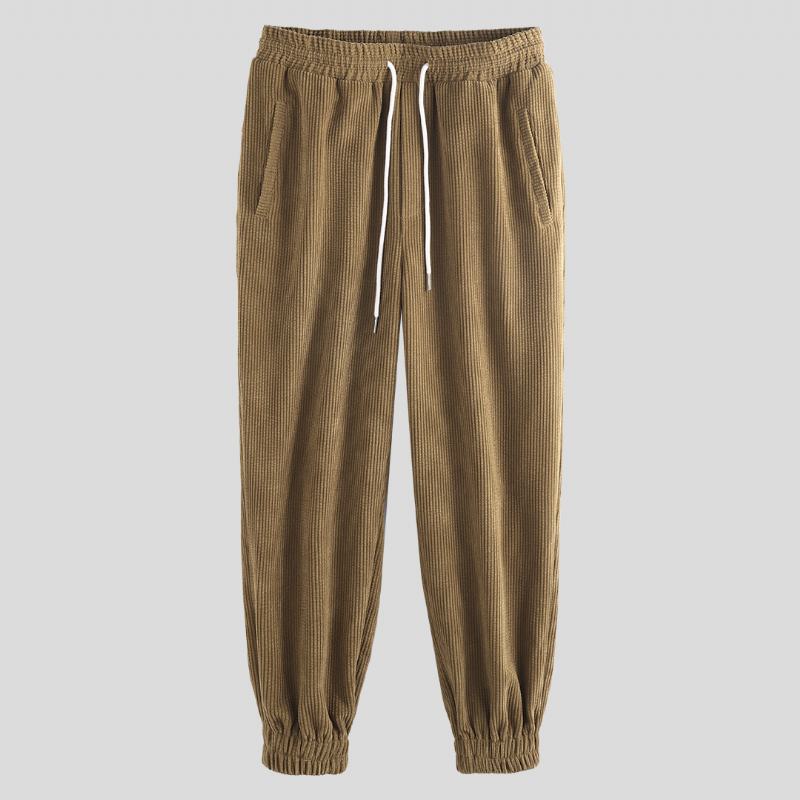 Męskie Sztruksowe Kieszenie W Pasie Jogger Casual Pants