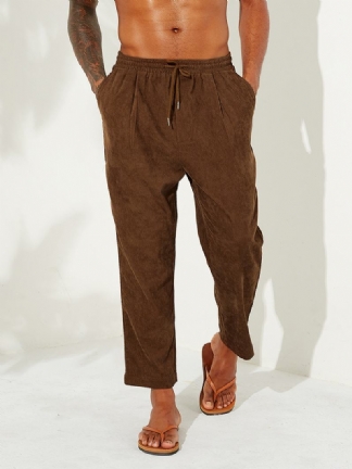 Męskie Sztruksowe Spodnie W Jednolitym Kolorze W Stylu Vintage