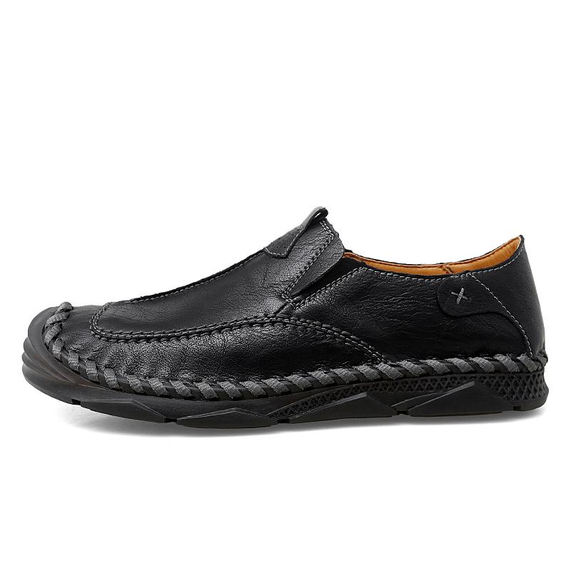 Męskie Szwy Bydlęce Oddychająca Miękka Podeszwa Slip On Casual Driving Shoes