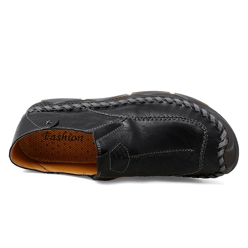 Męskie Szwy Bydlęce Oddychająca Miękka Podeszwa Slip On Casual Driving Shoes