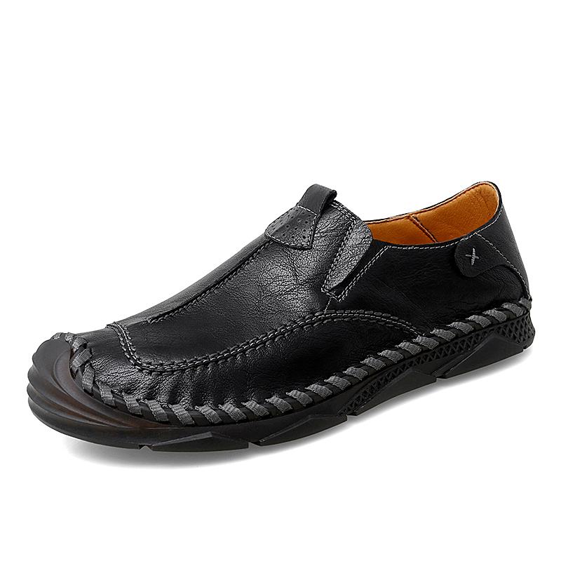 Męskie Szwy Bydlęce Oddychająca Miękka Podeszwa Slip On Casual Driving Shoes