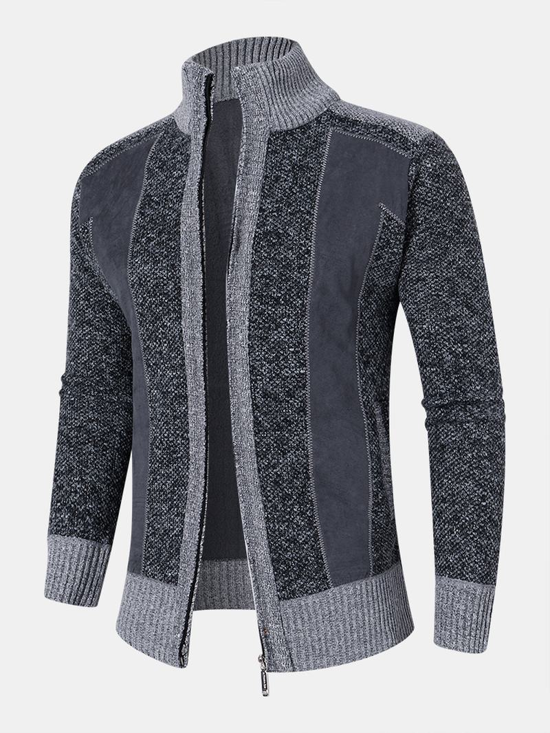 Męskie Szwy Dzianinowe Z Zamkiem Błyskawicznym Stand Collar Casual Cardigans