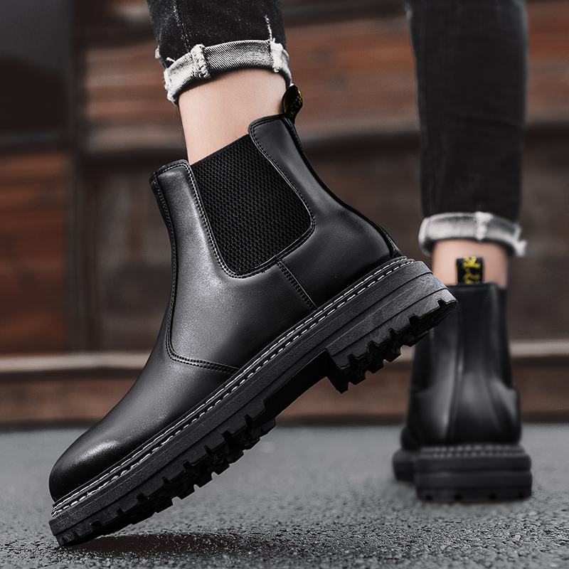 Męskie Szwy Elastyczna Opaska Pure Color Brief Casual Chelsea Boots